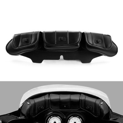 Motorcycle Front Triple Bag Tool Bag Leather Bag Suitable for Harley Grand Glide Street Glide 96-13