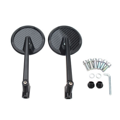 Long Pole Rearview Mirror Motorcycle Universal Retrofit Retro Round Mirror Carbon Fiber Rearview Reflector